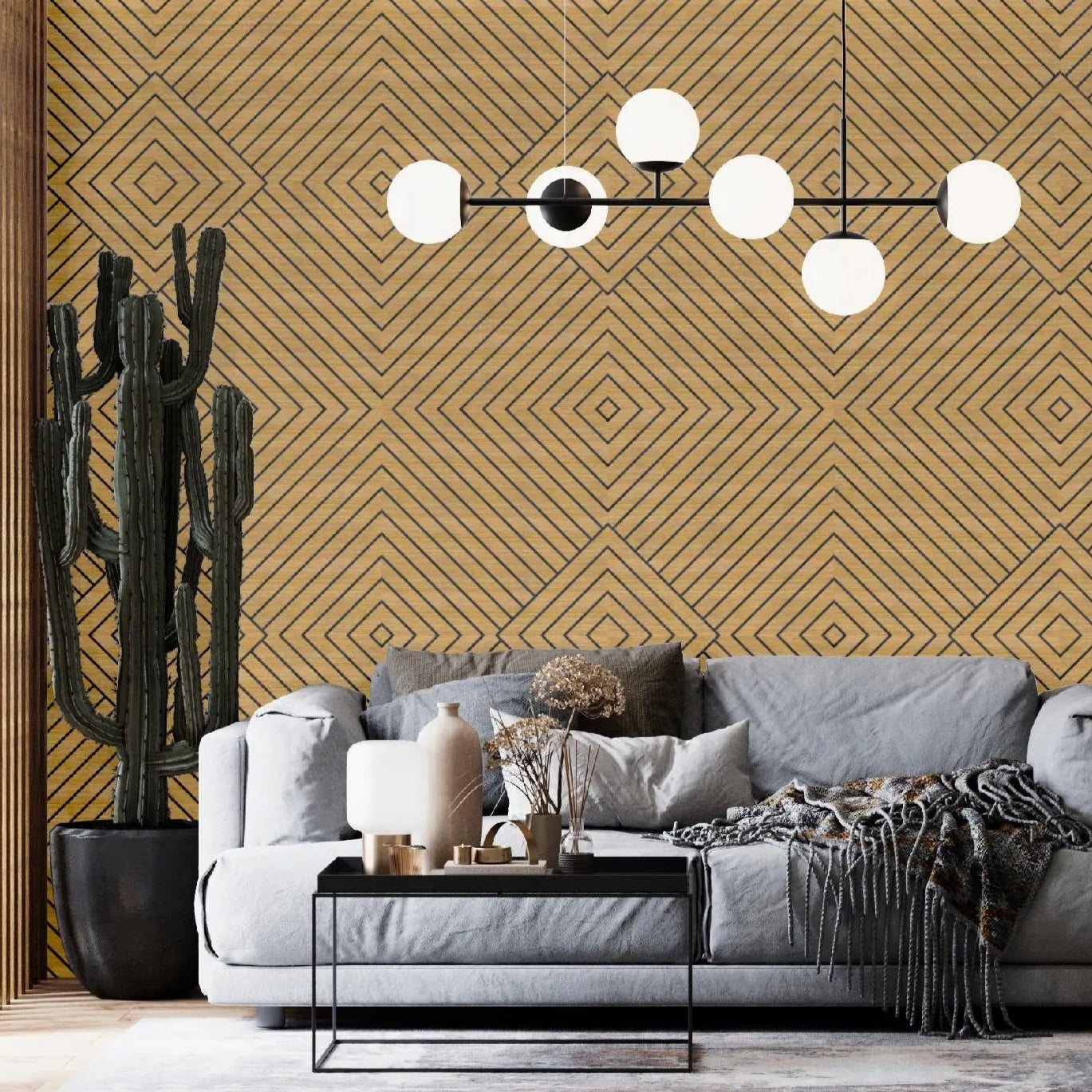 Felt Slatted Acoustic Wall Panels 2 in living room interior DecorMania UK